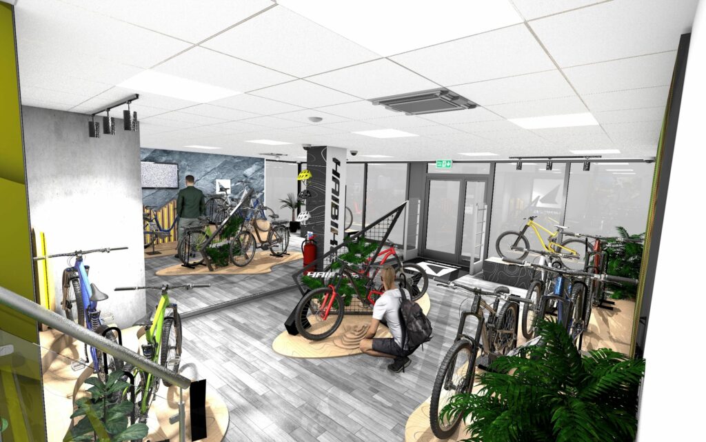 Digital image of the interior of Destination Haibike’s store
