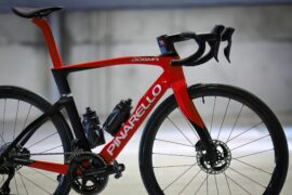 Red Pinarello road bike