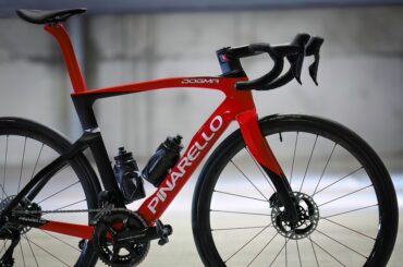 Red Pinarello road bike