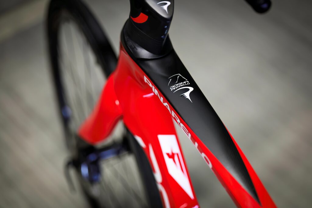 Red and black Pinarello road bike