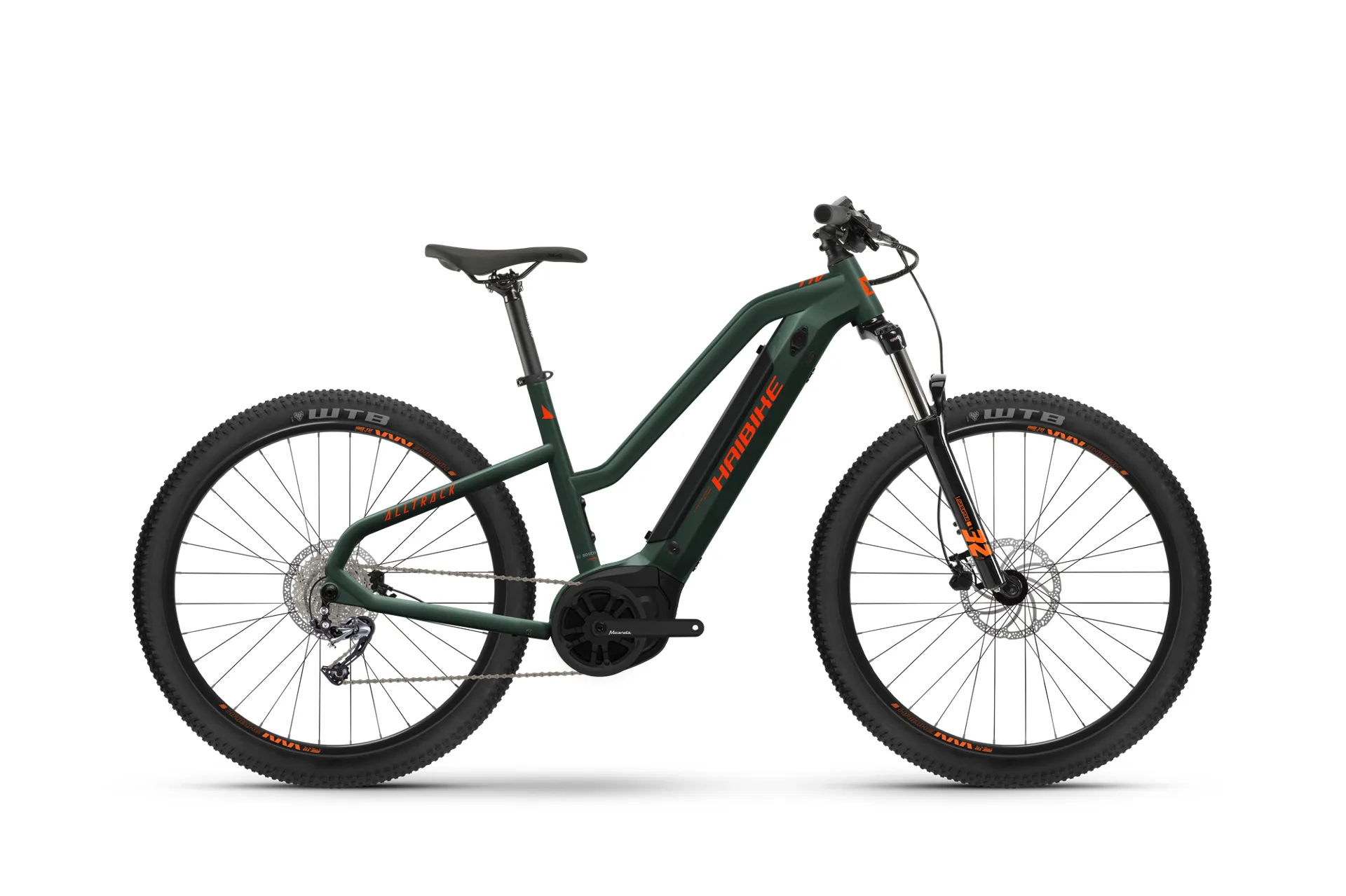Haibike AllTrack Womens 500Wh Electric Mountain Bike in Green
